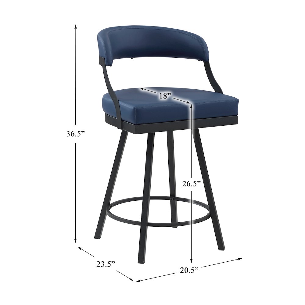 Crowley Faux leather Swivel Counter Height Chair in Blue. Picture 4