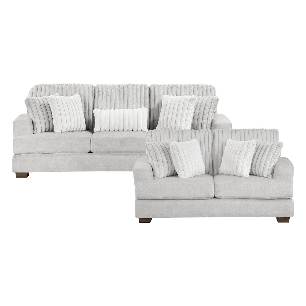 Santiago Microfiber 2pc Set: Sofa, Loveseat in Light Gray. Picture 3