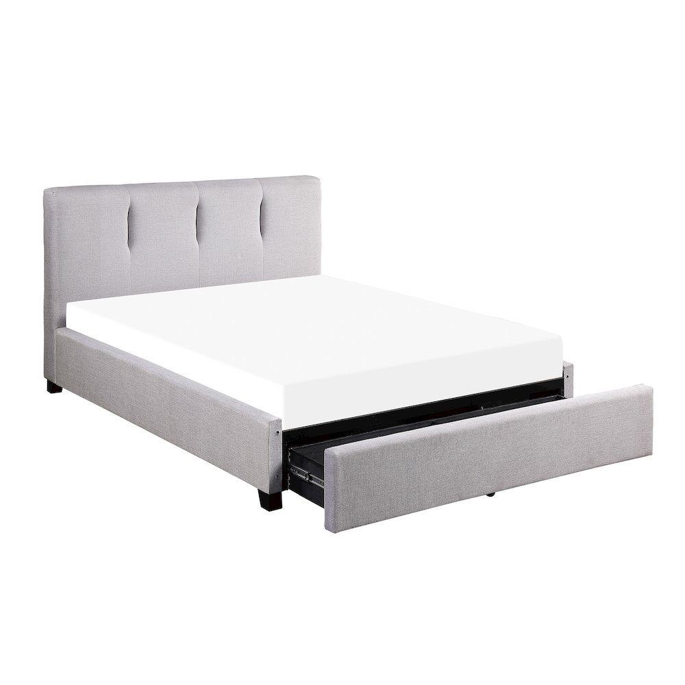 Aitana Textured Full Platform Bed with Storage Drawer in Gray. Picture 1