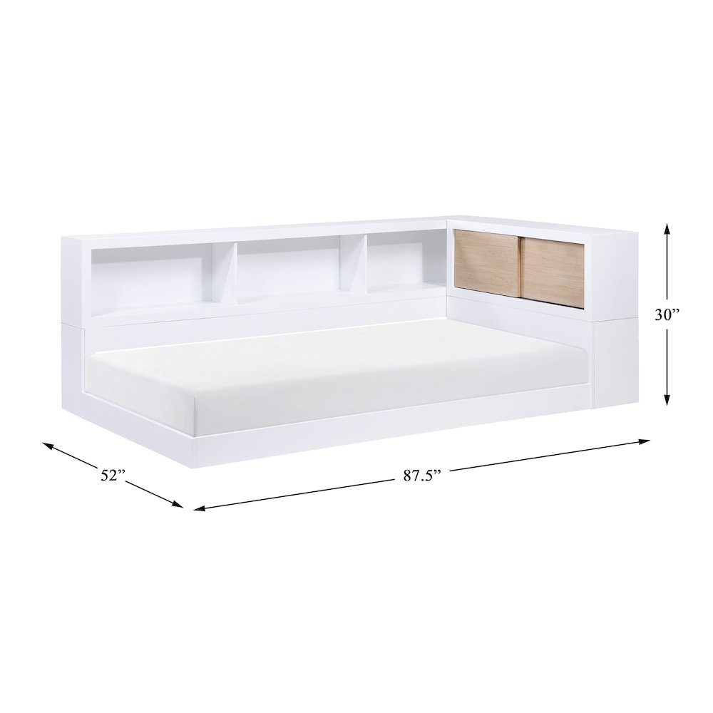 Asker A. Hardwood Twin Bookcase Corner Bed in 2-Tone (White and Natural). Picture 10