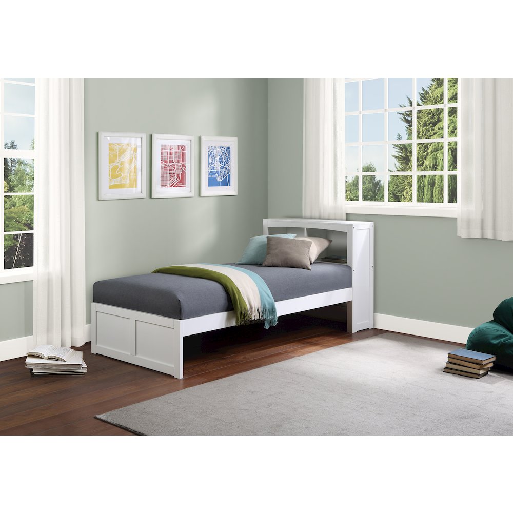 Galen Pine Twin Bookcase Bed in White. Picture 2