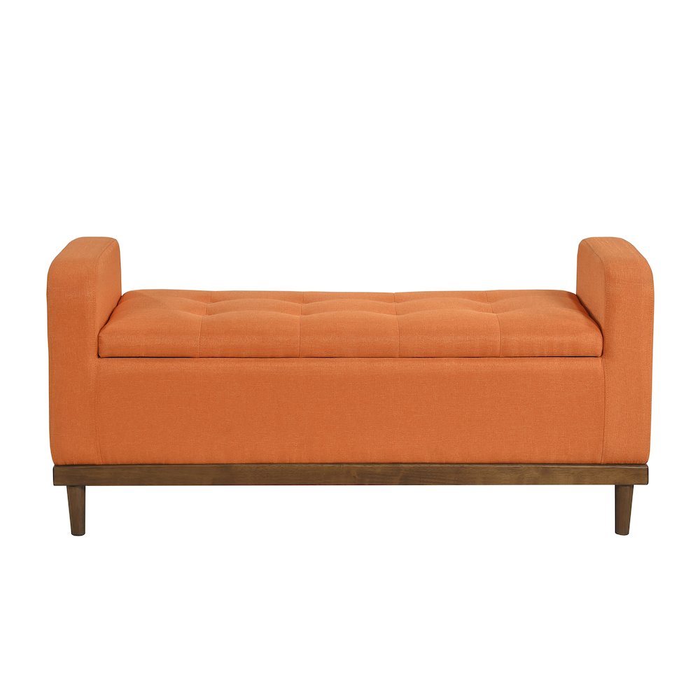 Brigitte Textured Lift Top Storage Bench in Orange. Picture 4