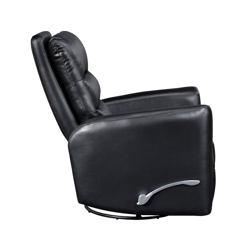 Dimitri Faux Leather Swivel Glider Reclining Chair in Black. Picture 7