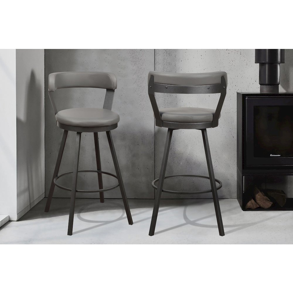 Appert Metal Swivel Pub Height Chair,  set of 2 in Gray. Picture 2