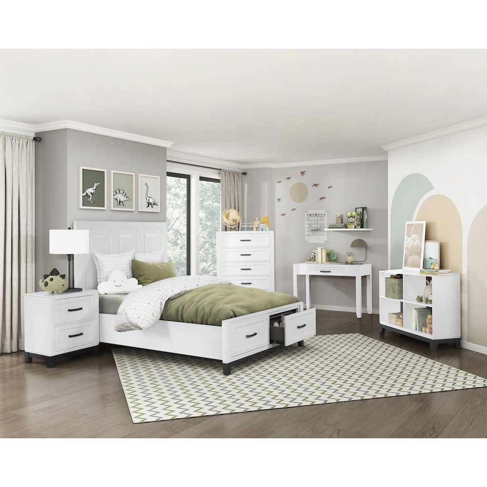 Garretson Acacia Nightstand in 2-Tone Finish (White and Metallic Gray). Picture 2