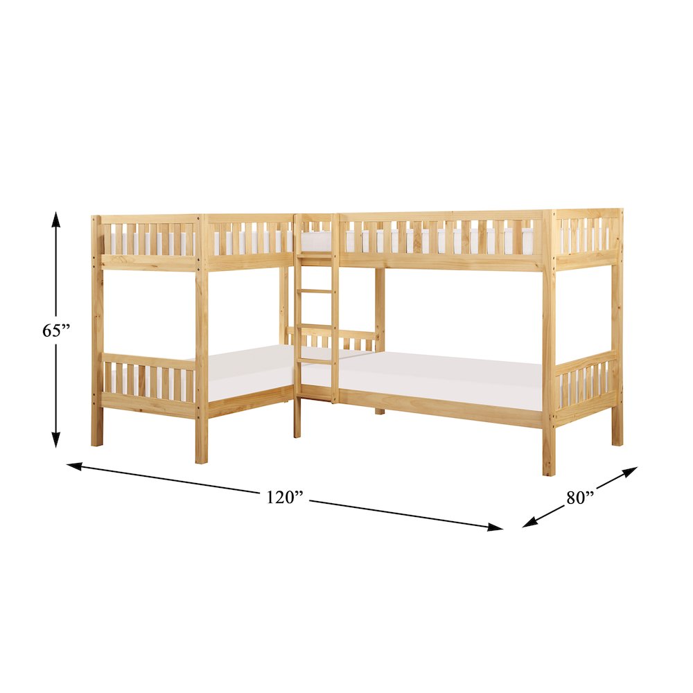 Bartly Pine Corner Bunk Bed in Natural Pine. Picture 4