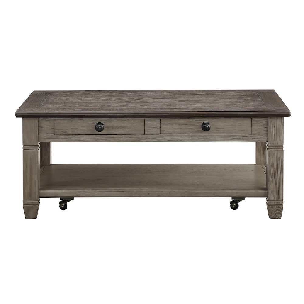 Granby Pine Cocktail Table in 2-Tone Finish (Coffee and Antique Gray). Picture 4