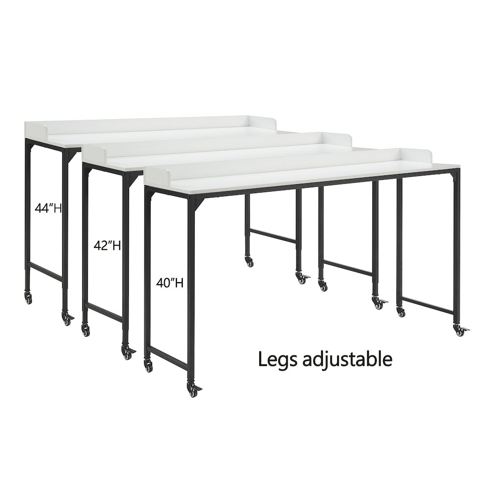 Sumter Faux Wood Over-The-Bed Desk in White and Black Metal Finish. Picture 5