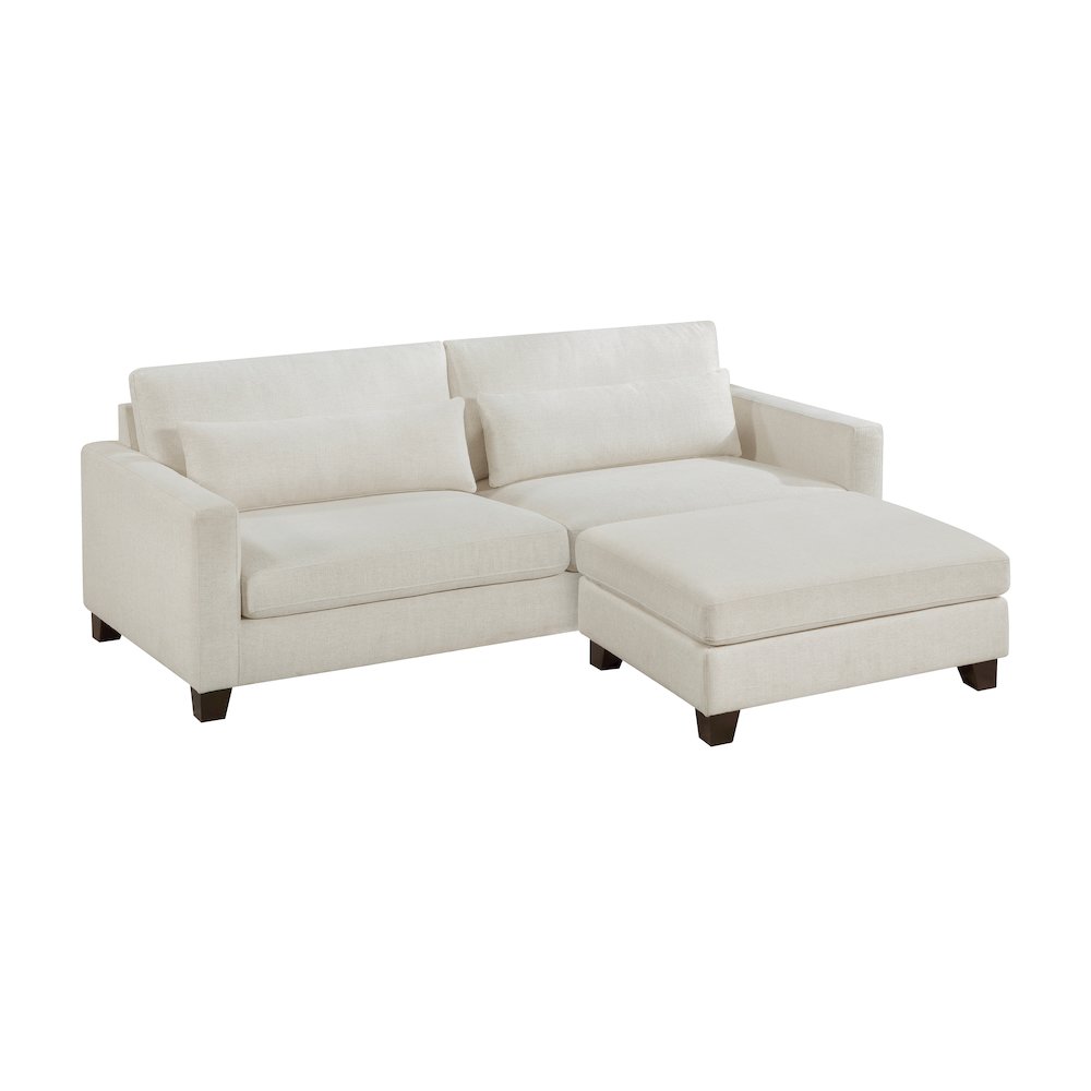 Zeke Textured 2pc Set: Sofa, Ottoman in Ivory. Picture 1