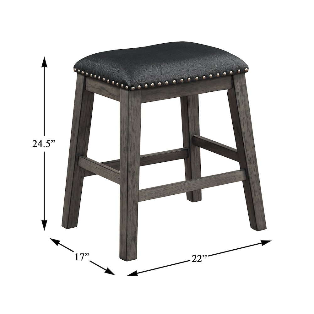 Timbre Faux leather Counter Height Stool, set of 2 in Black. Picture 4