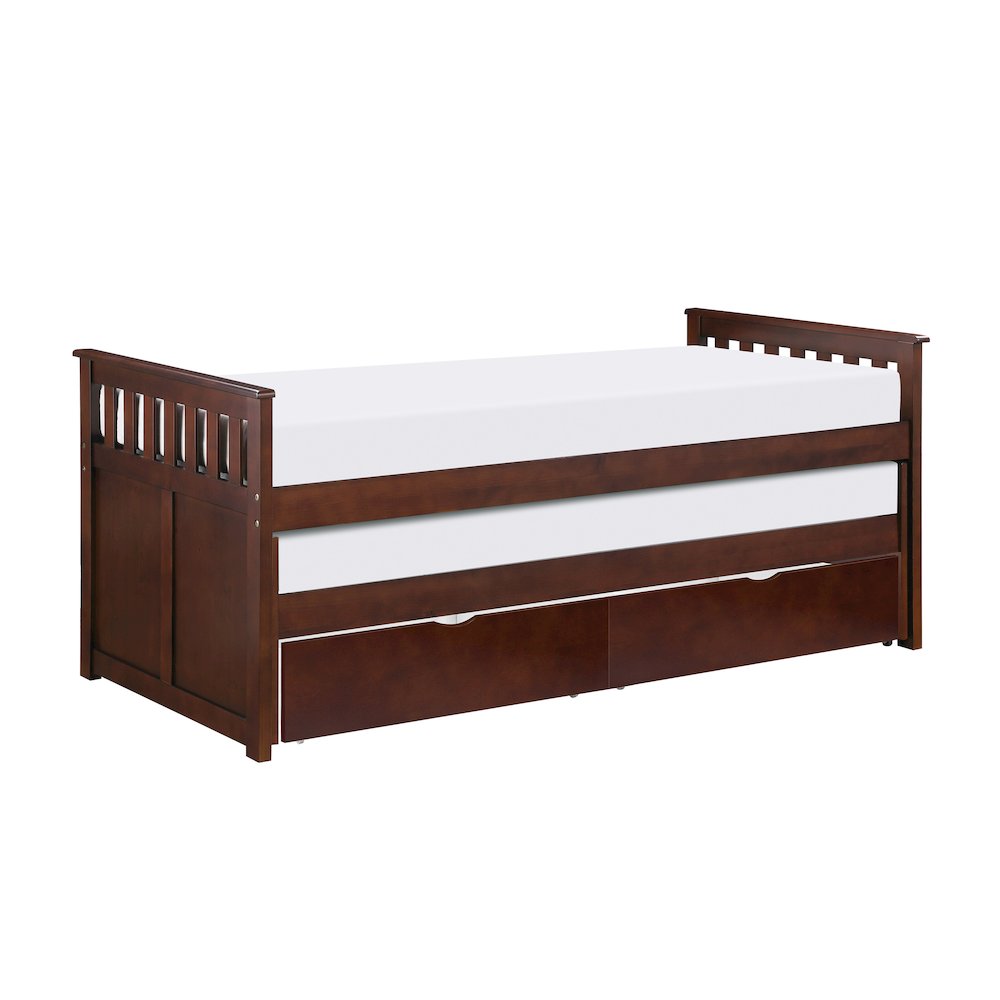 Rowe Pine Twin/Twin Bed with Storage Boxes in Dark Cherry. Picture 1