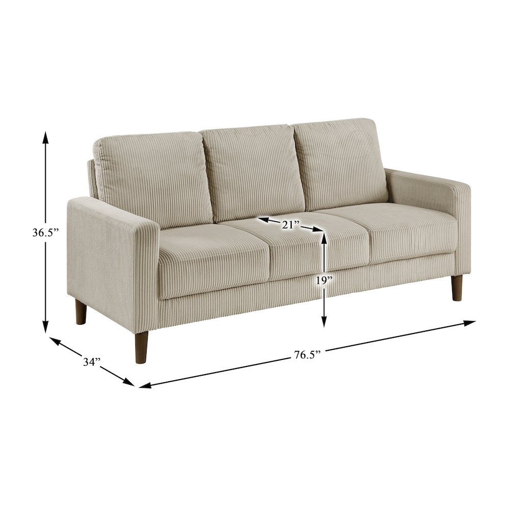 Crandall Corduroy Sofa in Taupe. Picture 6