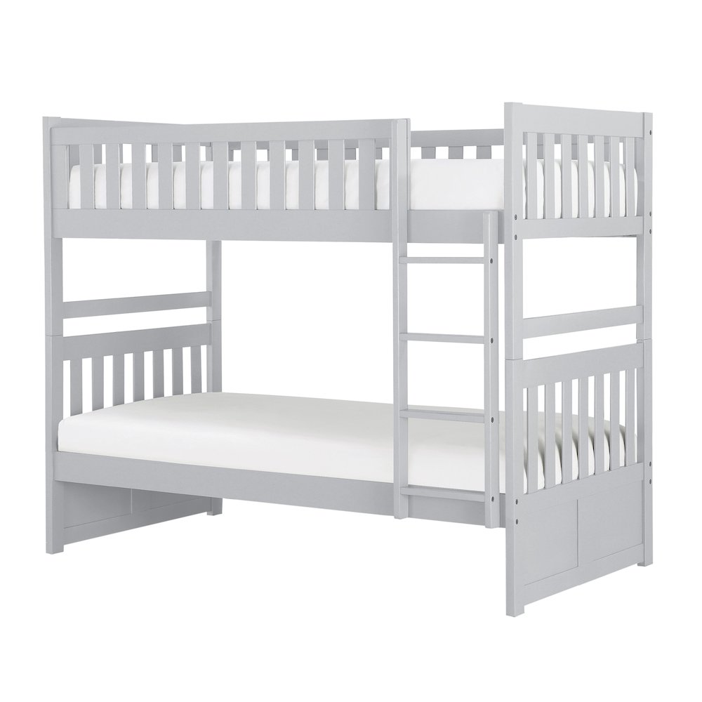 Orion Pine Twin Over Twin Bunk Bed in Gray. Picture 1