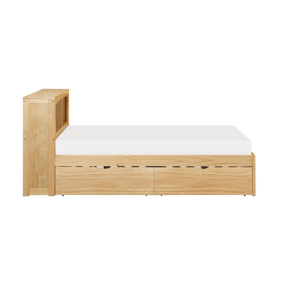 Bartly Pine Twin Bookcase Bed with Storage Boxes in Natural Pine. Picture 4