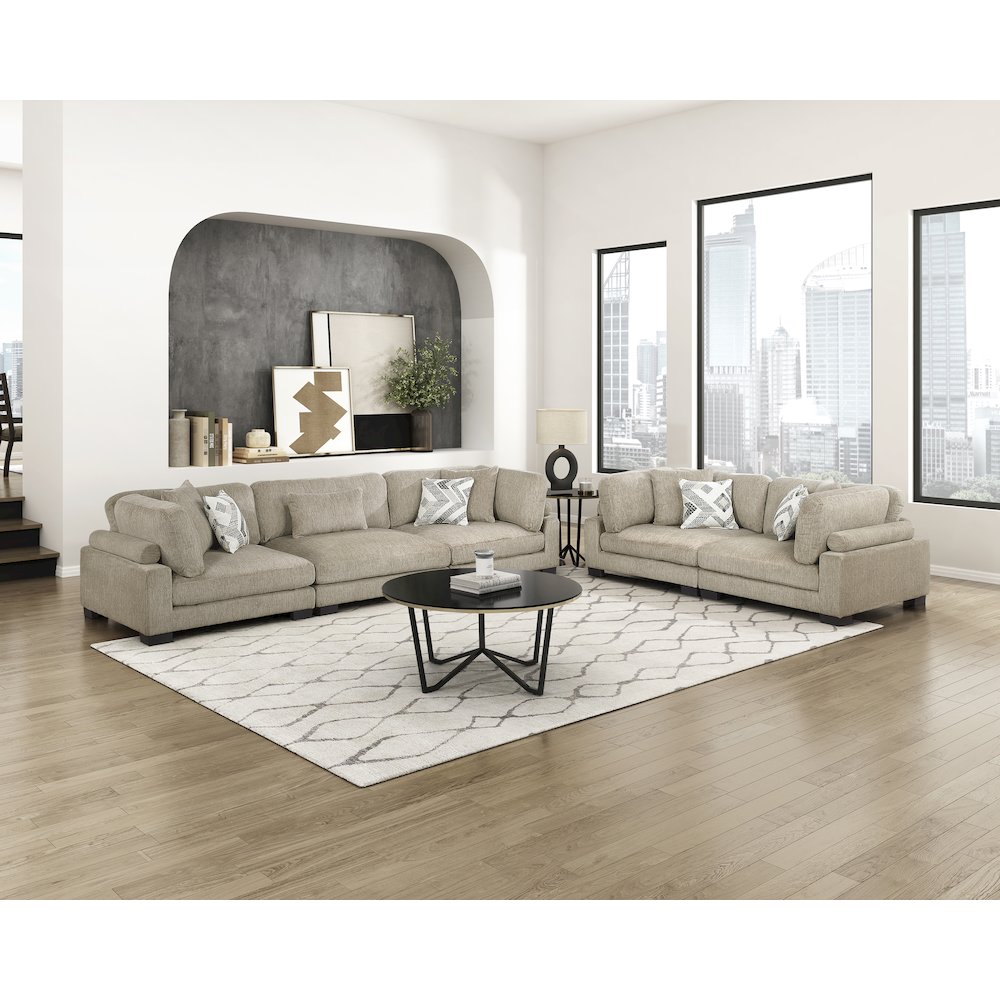 Corydon Microfiber Love Seat in Brown. Picture 2
