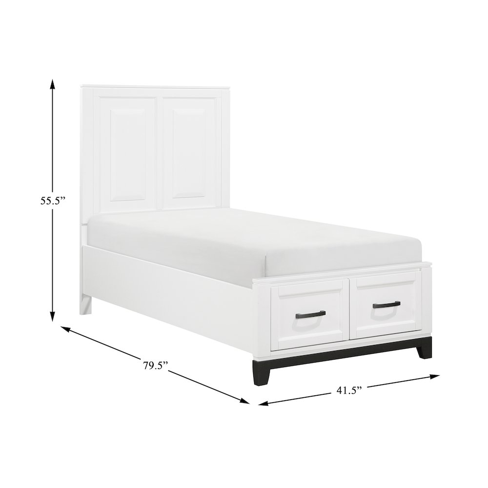 Garretson Acacia Twin Pltfm Bed in 2-Tone Finish (White n Metallic Gray). Picture 6
