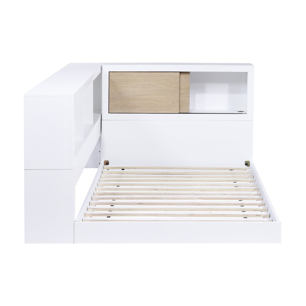 Asker A. Hardwood Twin Bookcase Corner Bed in 2-Tone (White and Natural). Picture 9