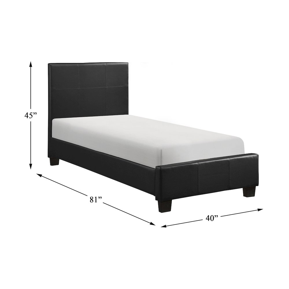 Lorenzi Faux Leather Twin Bed in Black. Picture 4