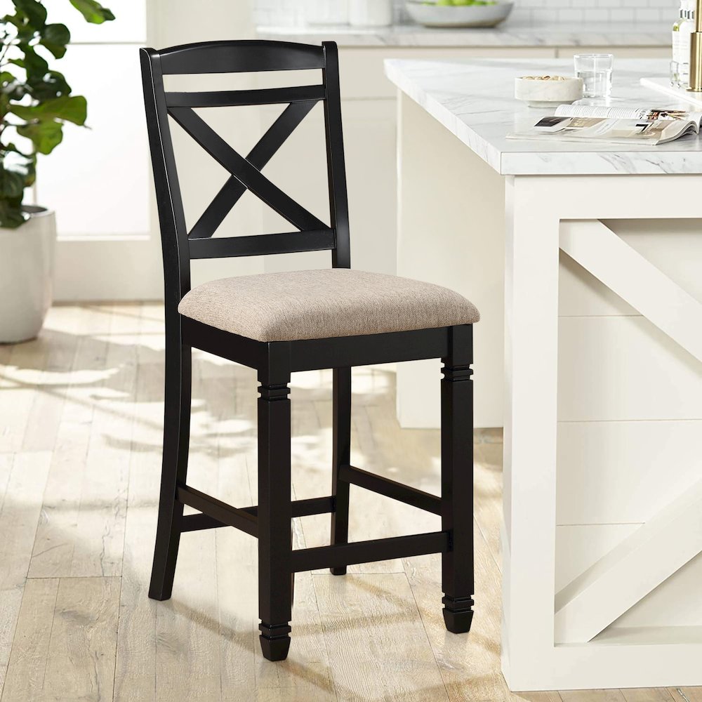 Baywater Wood Counter Height Dining Chair, set of 2 in Beige. Picture 2