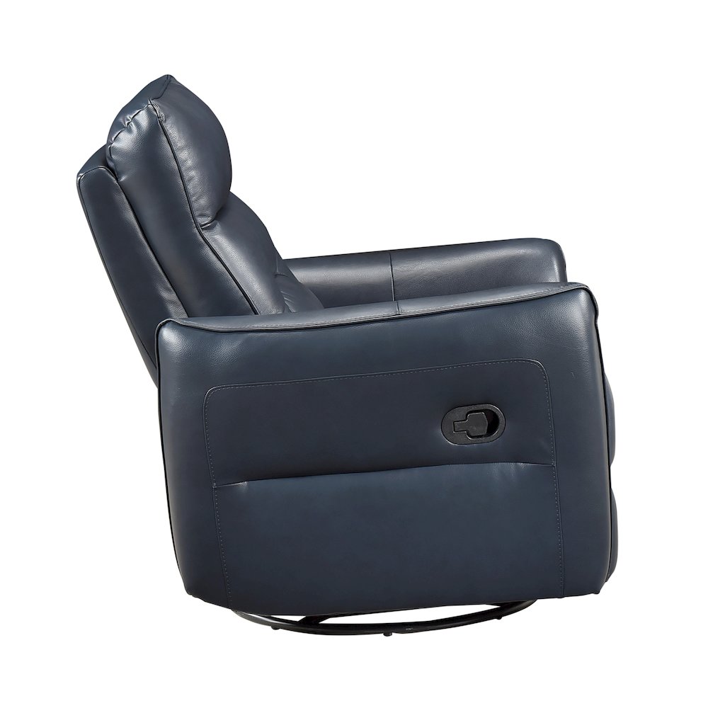 Thomas Leather Swivel Glider Reclining Chair in Dark Blue. Picture 7