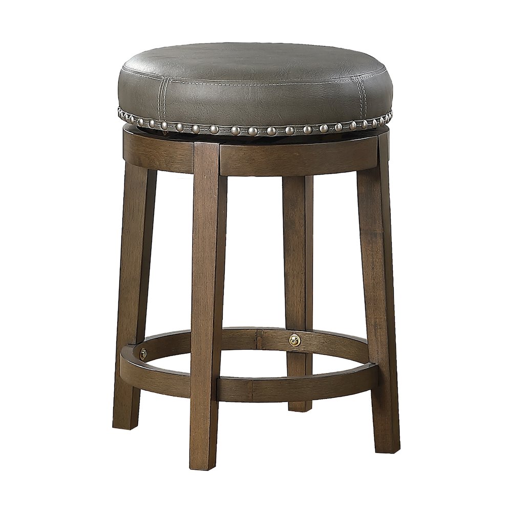 Westby Solid Wood 24" Round Swivel Stool, Set of 2 in Gray. Picture 1