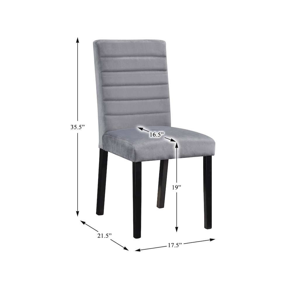 Andreas Velvet Dining Room Side Chair, set of 2 in Gray. Picture 4