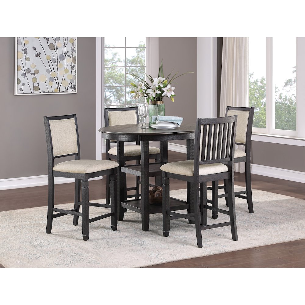 Asher Textured Counter Height Chair, set of 2 in Beige. Picture 2