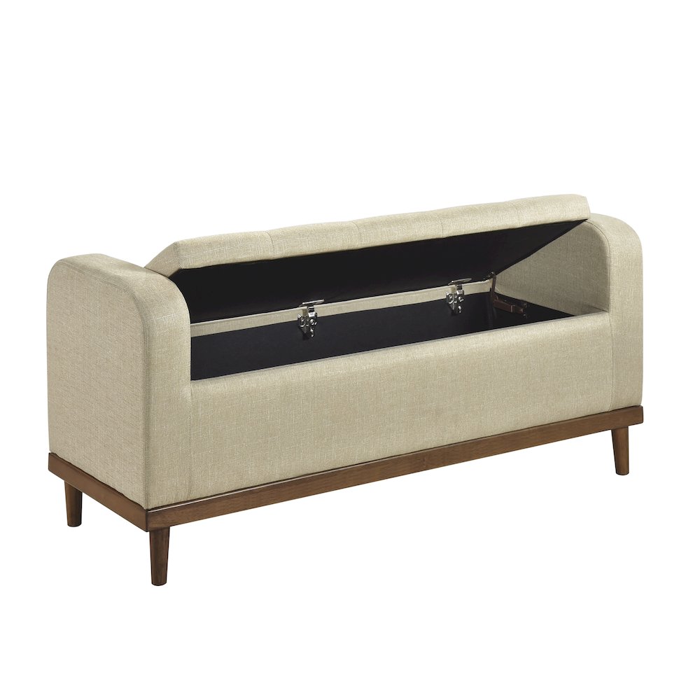 Brigitte Textured Lift Top Storage Bench in Light Brown. Picture 6