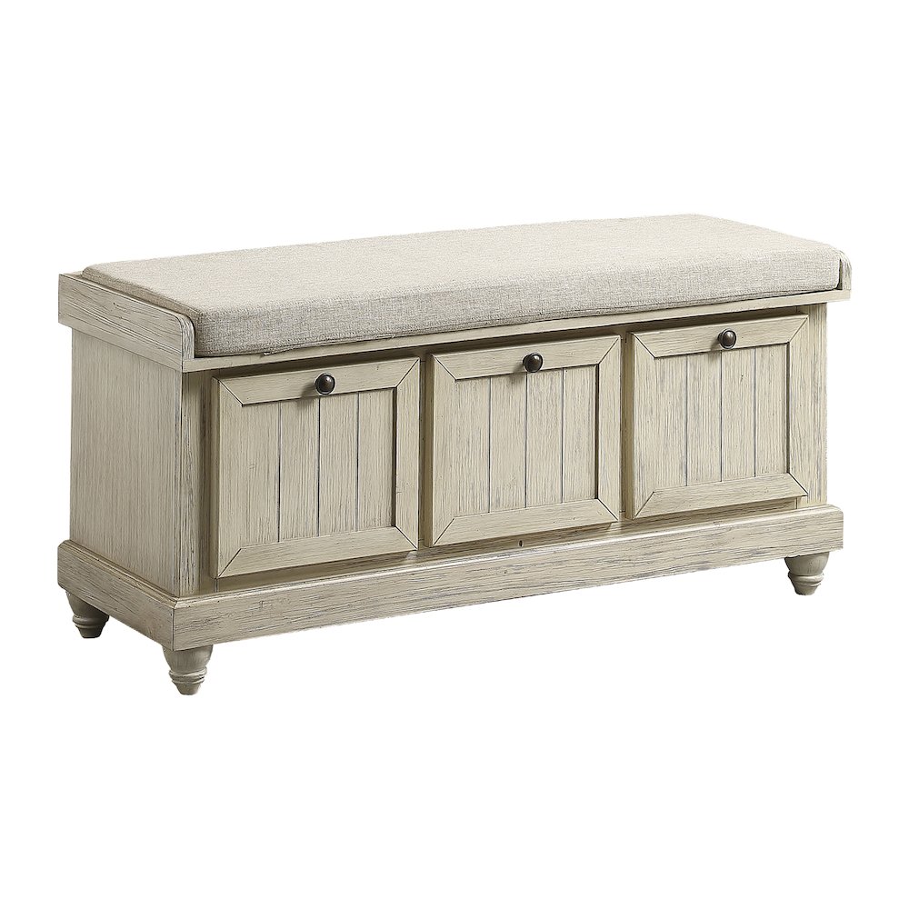 Woodwell Asian Hardwood Storage Bench in Beige. Picture 1