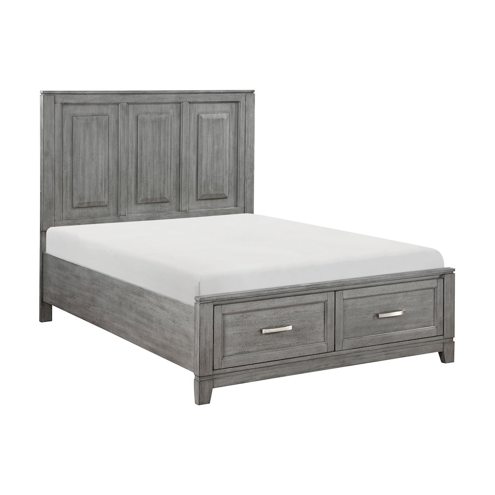 Garretson Acacia Full Platform Bed with Footboard Storage in Gray. Picture 1