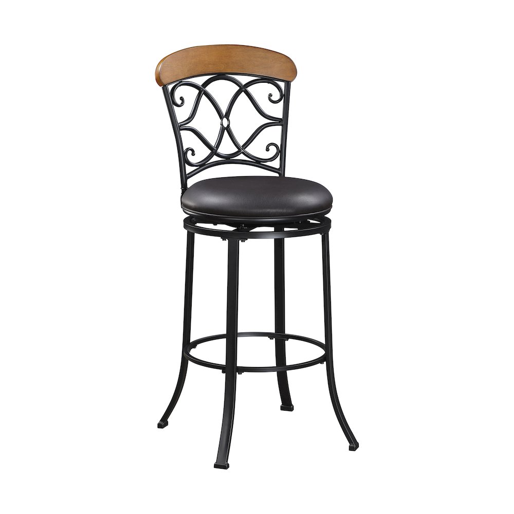 Benson Faux Leather Swivel Pub Height Chair in Brown. Picture 1