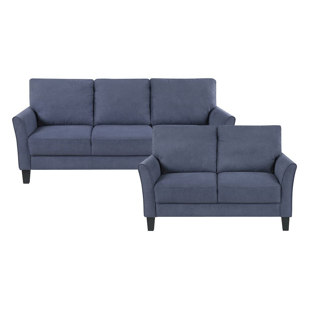 Aliana Textured 2pc Set: Sofa, Loveseat in Blue. Picture 3