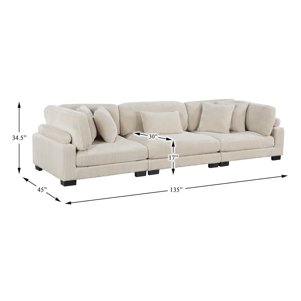 Traverse Corduroy Sofa in Beige. Picture 4