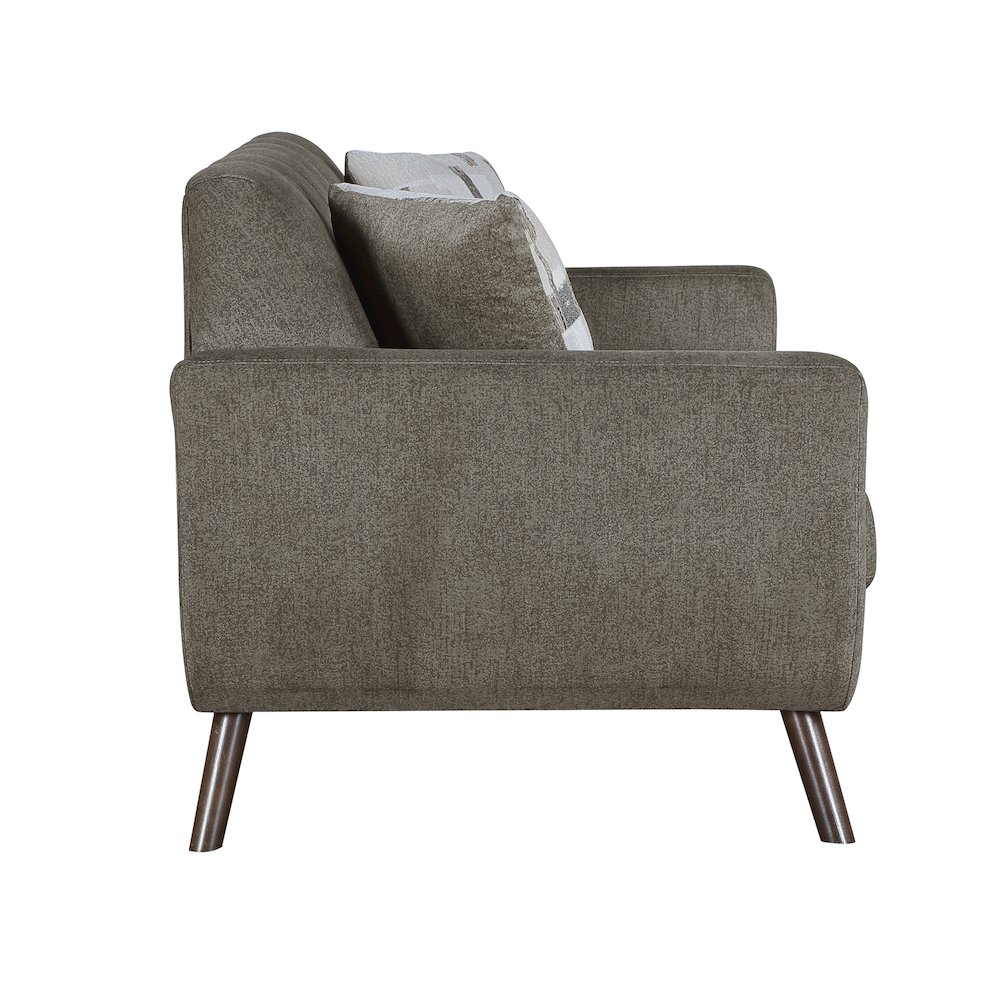 Janne Microfiber Love Seat in Brown. Picture 6