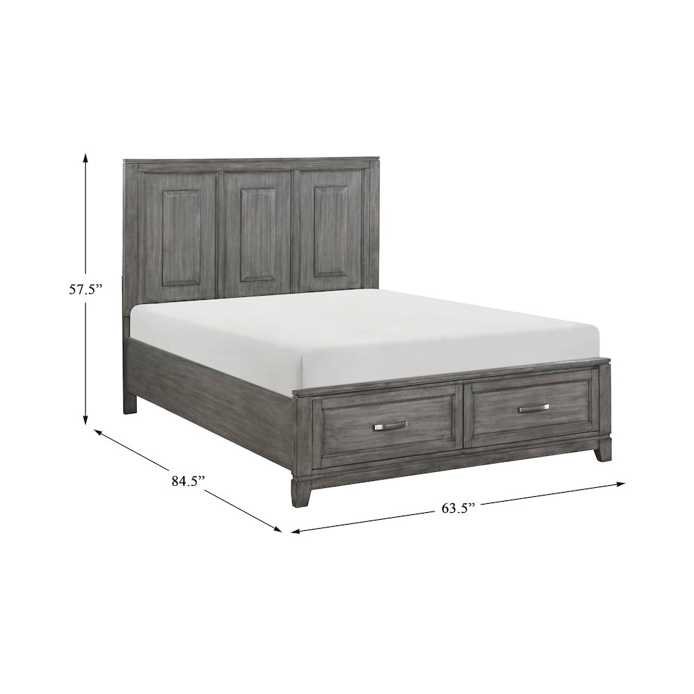 Garretson Acacia Queen Platform Bed with Footboard Storage in Gray. Picture 6