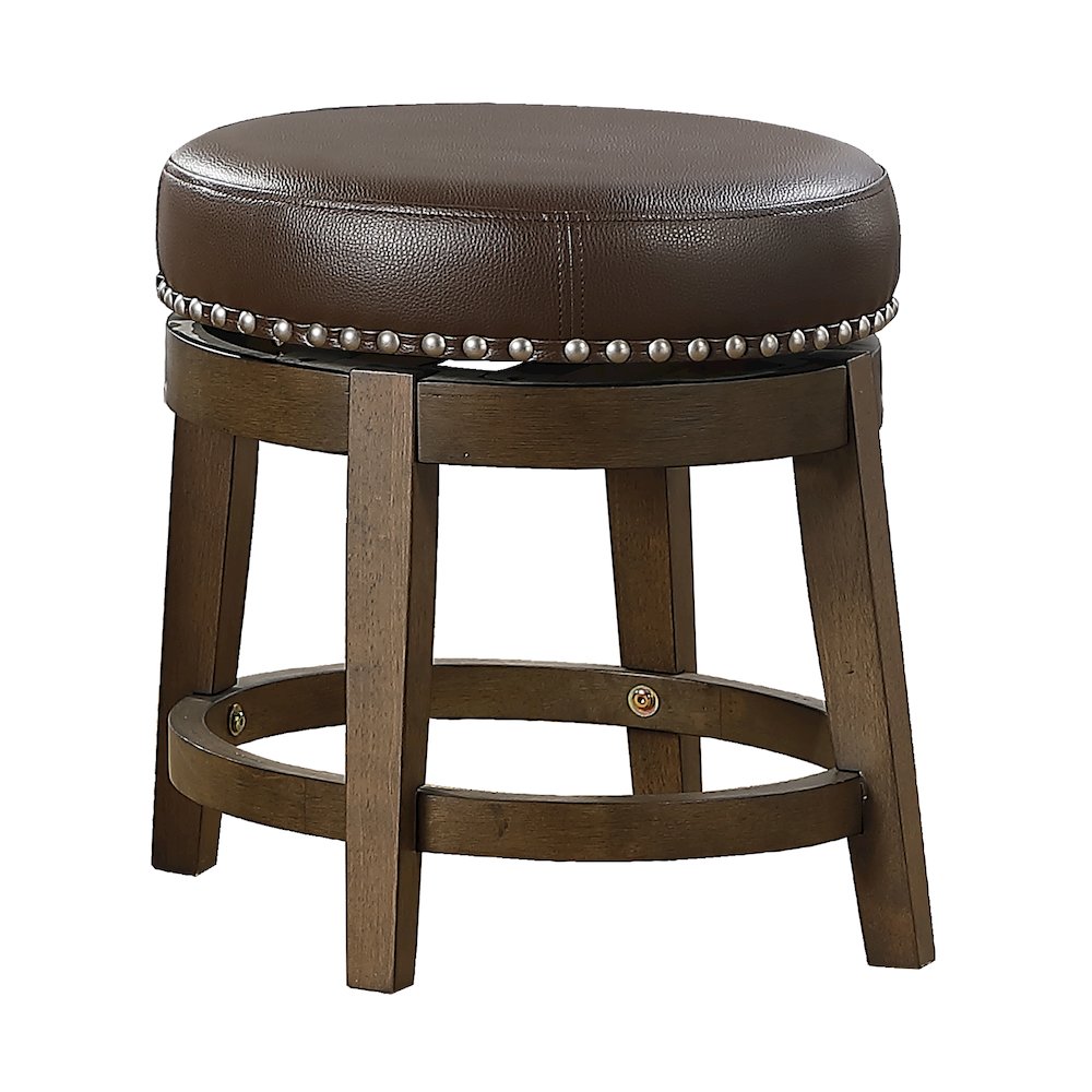 Westby Solid Wood 18" Round Swivel Stool, Set of 2 in Brown. Picture 1
