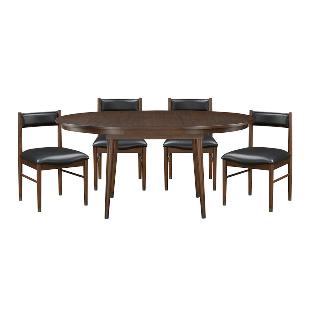 Clive Leather 5-Piece Dining Set (1 Table + 4 Side Chairs) in Black. Picture 6