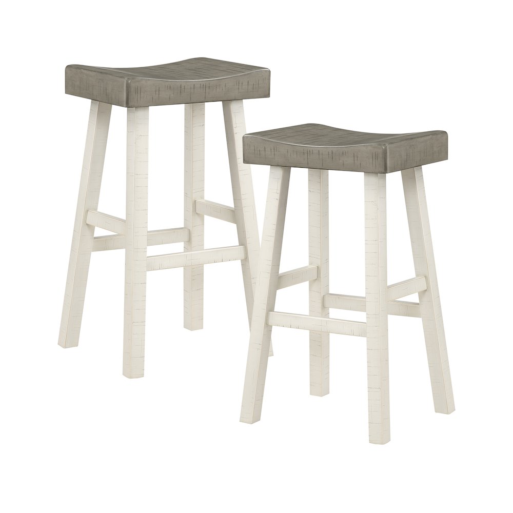Caspian Solid Wood 29" Stool in White and Coffee Finish. Picture 3