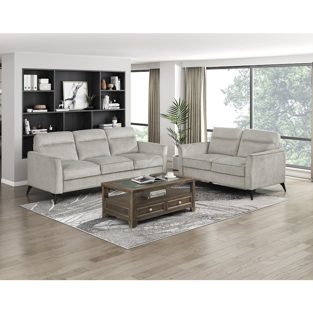 Tellot Microfiber Love Seat in Tan. Picture 3