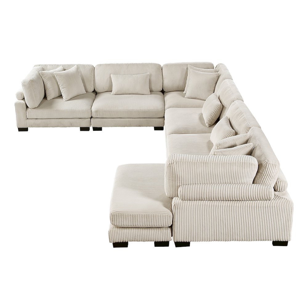 Traverse Corduroy 6-Piece Modular Sectional with chaise in Beige. Picture 8