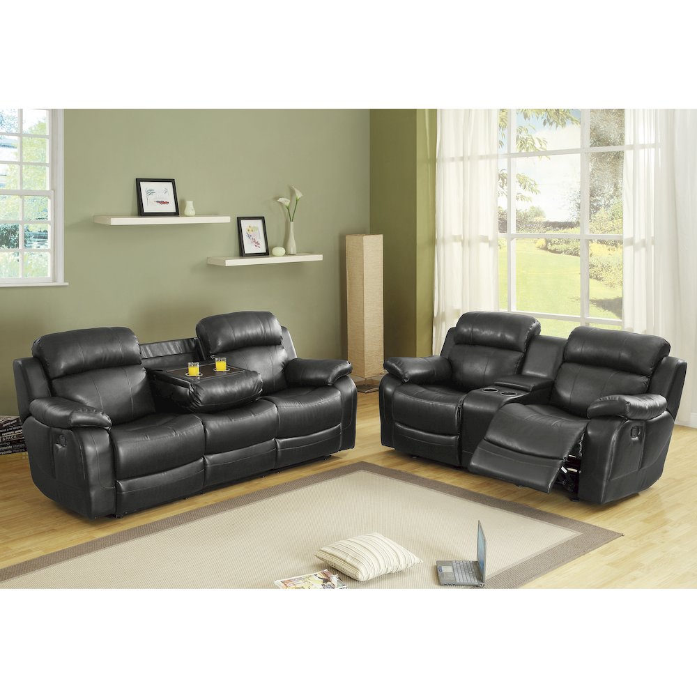 Marille Textured Double Glider Reclining Love Seat with Center Console in Black. Picture 4