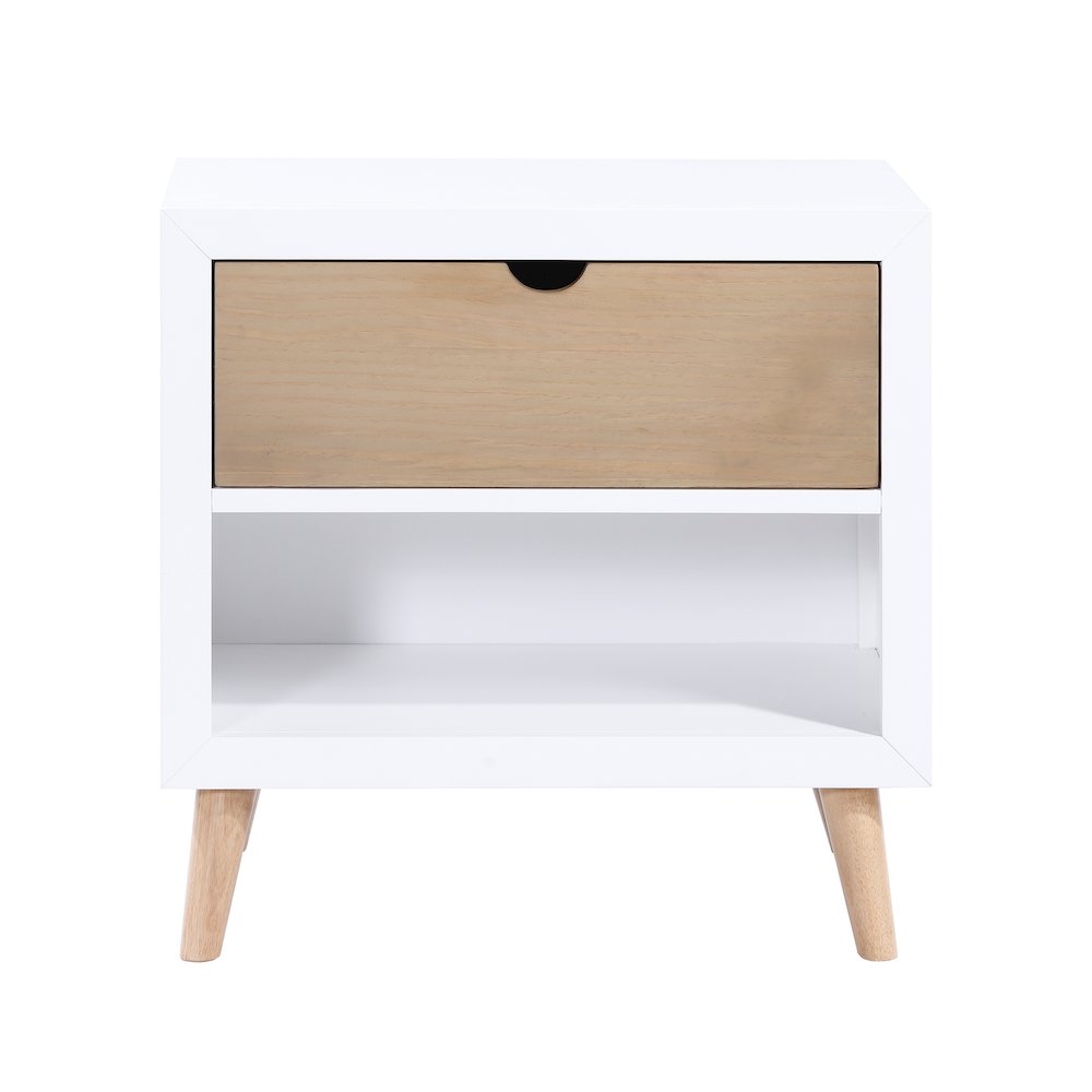 Asker Asian Hardwood Night Stand in 2-Tone Finish (White and Natural). Picture 4