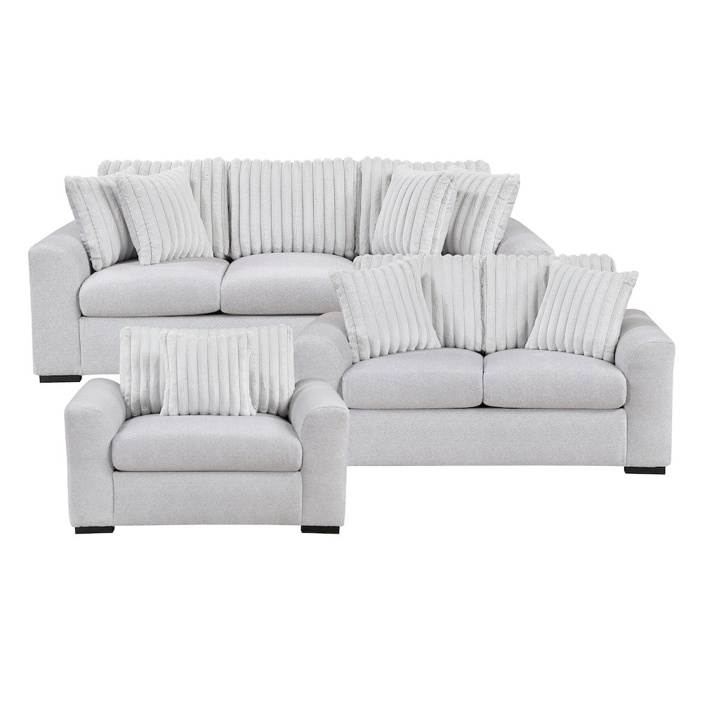 Athena Textured 3pc Set: Sofa, Loveseat, Chair in Gray. Picture 4