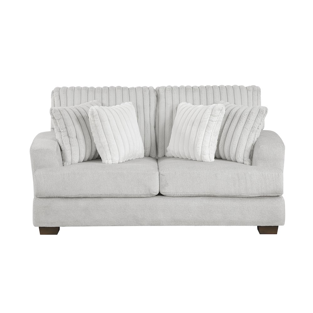 Santiago Microfiber Love Seat in Light Gray. Picture 5