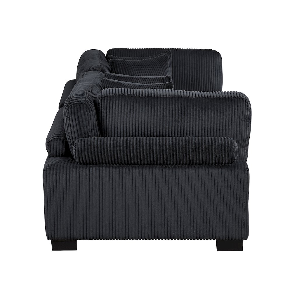 Traverse Corduroy Love Seat in Black. Picture 5