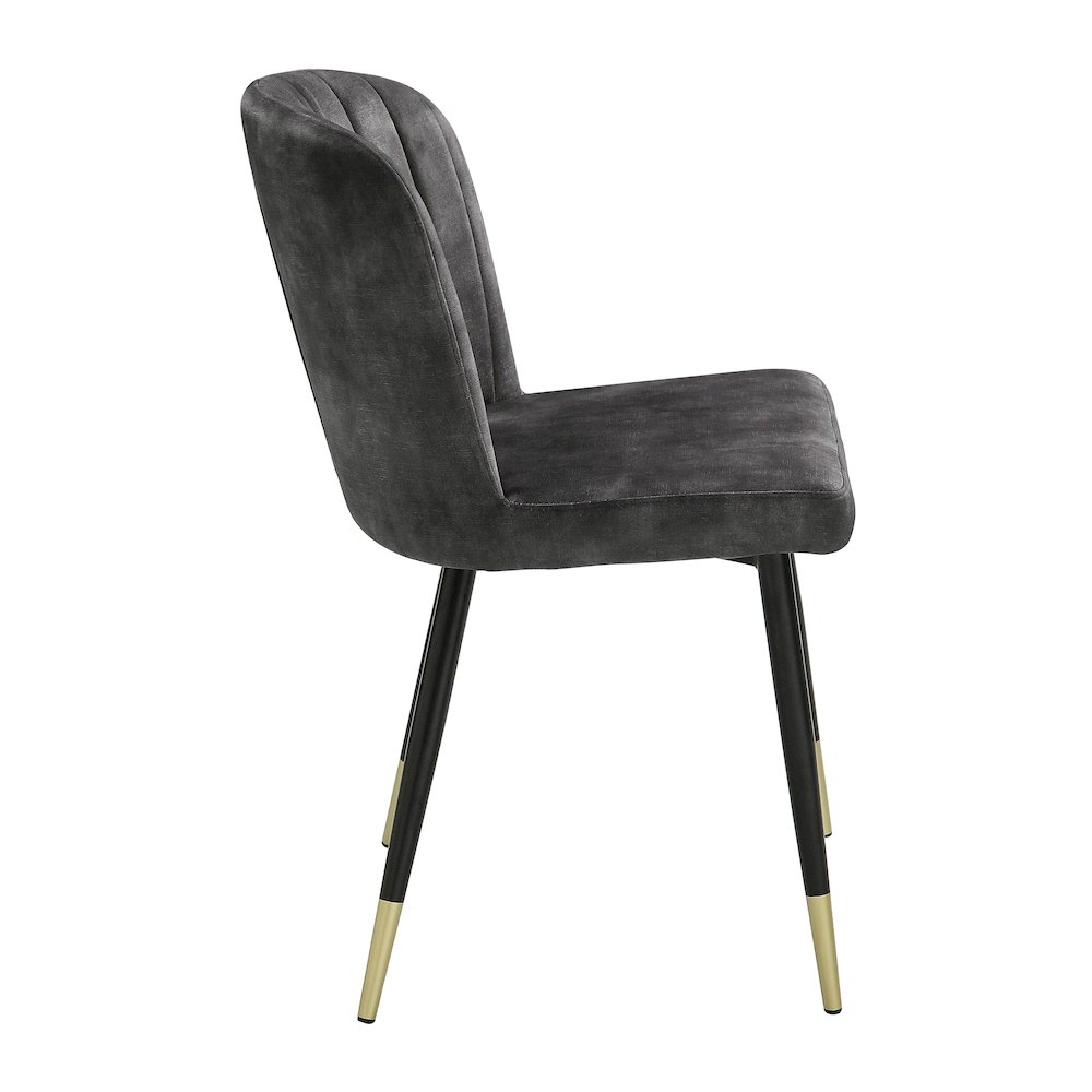 Clemente Velvet Dining Room Side Chair, set of 2 in Charcoal. Picture 5