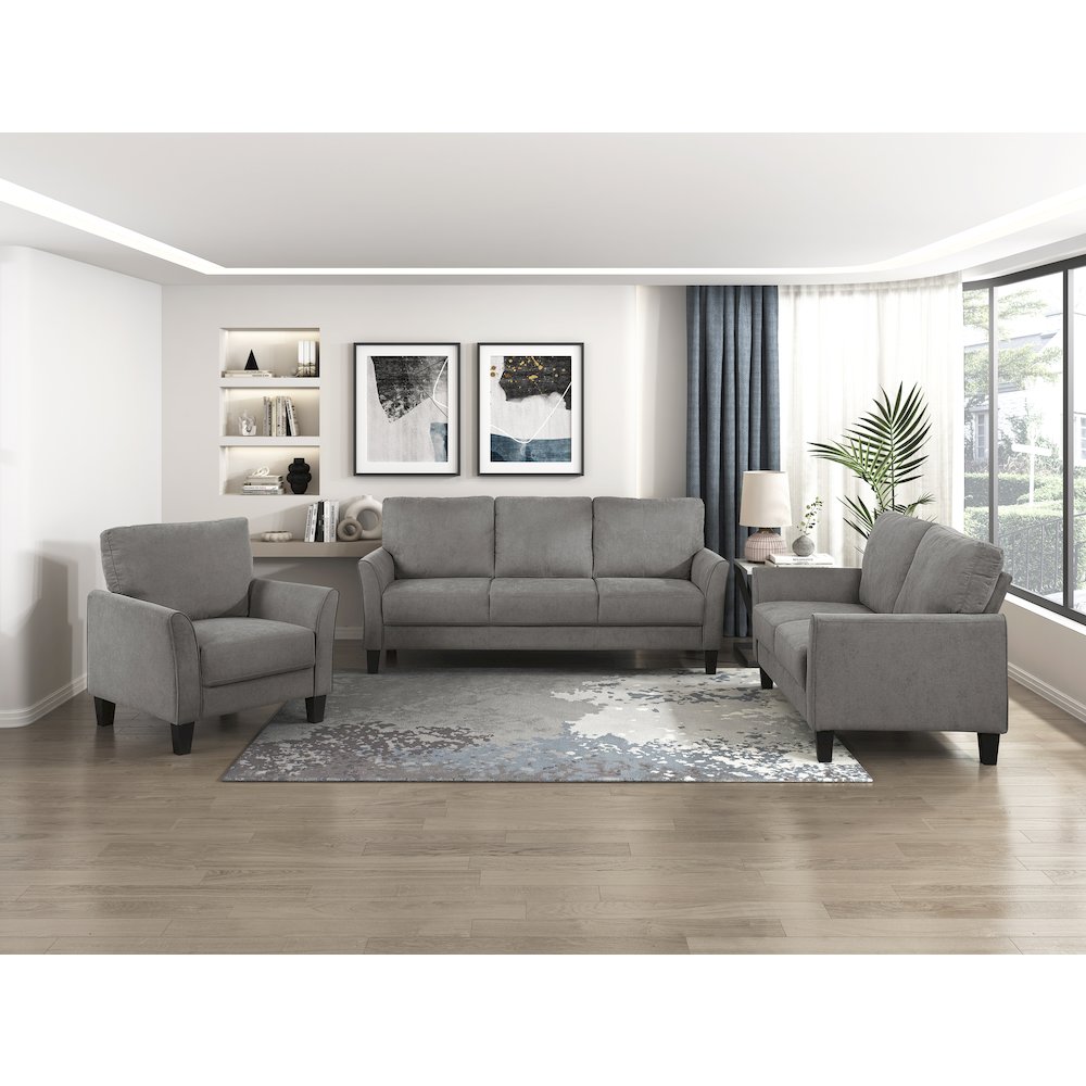 Aliana Textured Love Seat in Chocolate. Picture 2