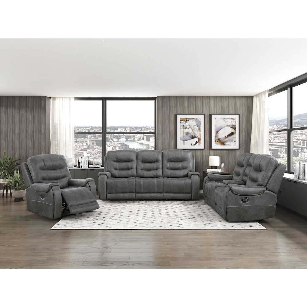 Oberon Microfiber Reclining Chair in Dark Gray. Picture 3
