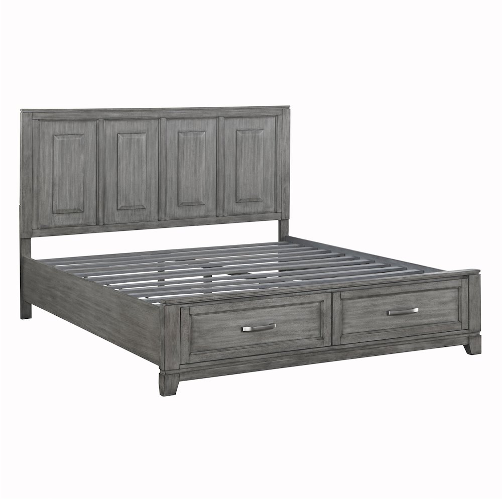 Garretson Acacia CK Platform Bed with Footboard Storage in Gray. Picture 2
