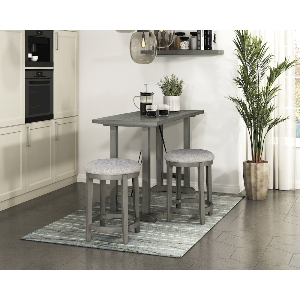 Auburndale Asian Hardwood Counter Height Dining Table in Light Gray. Picture 3
